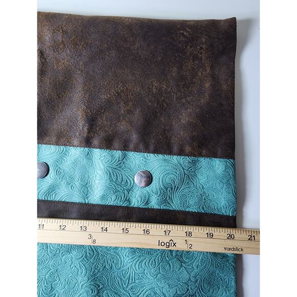 HI END ACCENTS Brown Green Metal Button QUEEN Accent Pillow Sham 21x27 - Picture 5 of 7